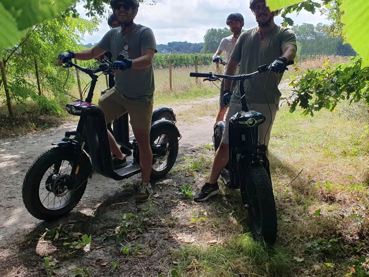 Nouveau au départ du château Haut Nouchet, offrez-vous une balade en trottinette  dans les vignobles, suivie d'une dégustation de 5 vins (2h00), avec options dégustation gourmande possible - Bonjour Fun