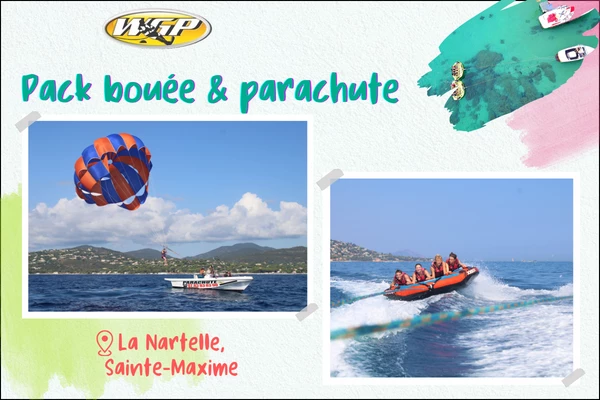 Pack bouée tractée & parachute ascensionnel 2 pers -  plage de la Nartelle - Bonjour Fun